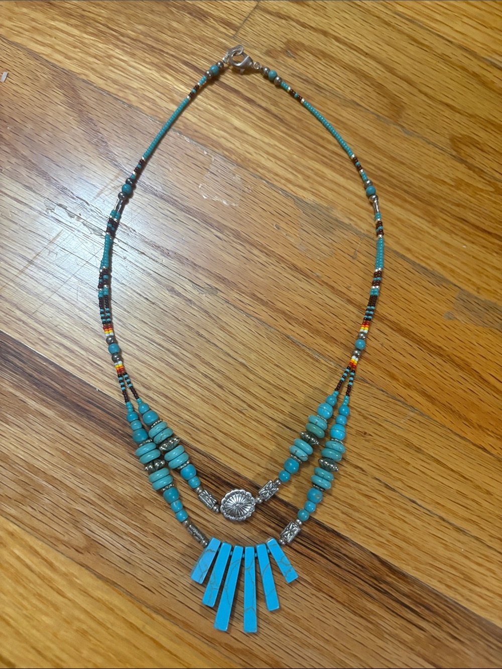 Vintage Turquoise Beaded Fringe Necklace